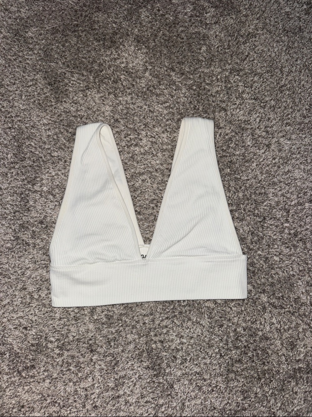 Seamless Ribbed Deep V Bralette - White